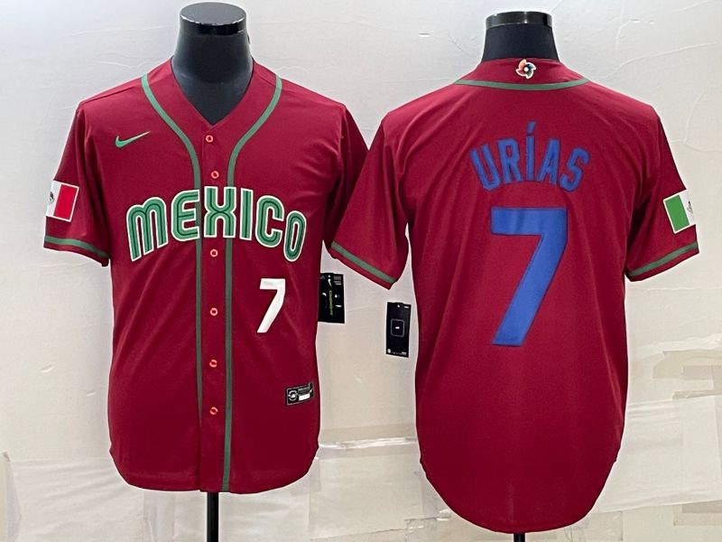 Men 2023 World Cub Mexico #7 Urias Red Nike MLB Jersey36->more jerseys->MLB Jersey